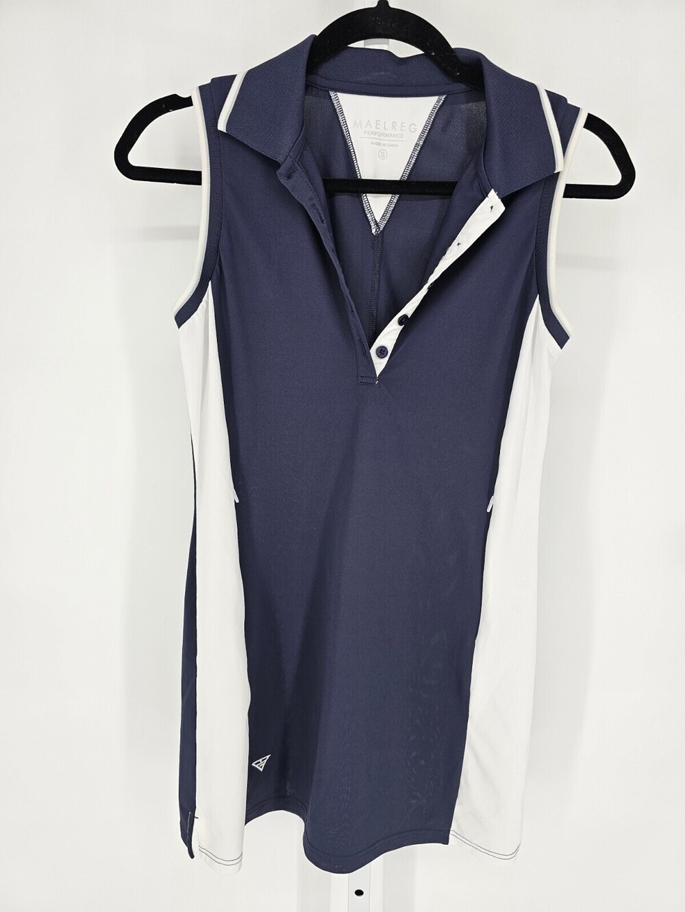 Maelreg Performance Womens Sz S Polo Tennis Dress Navy Blue White
